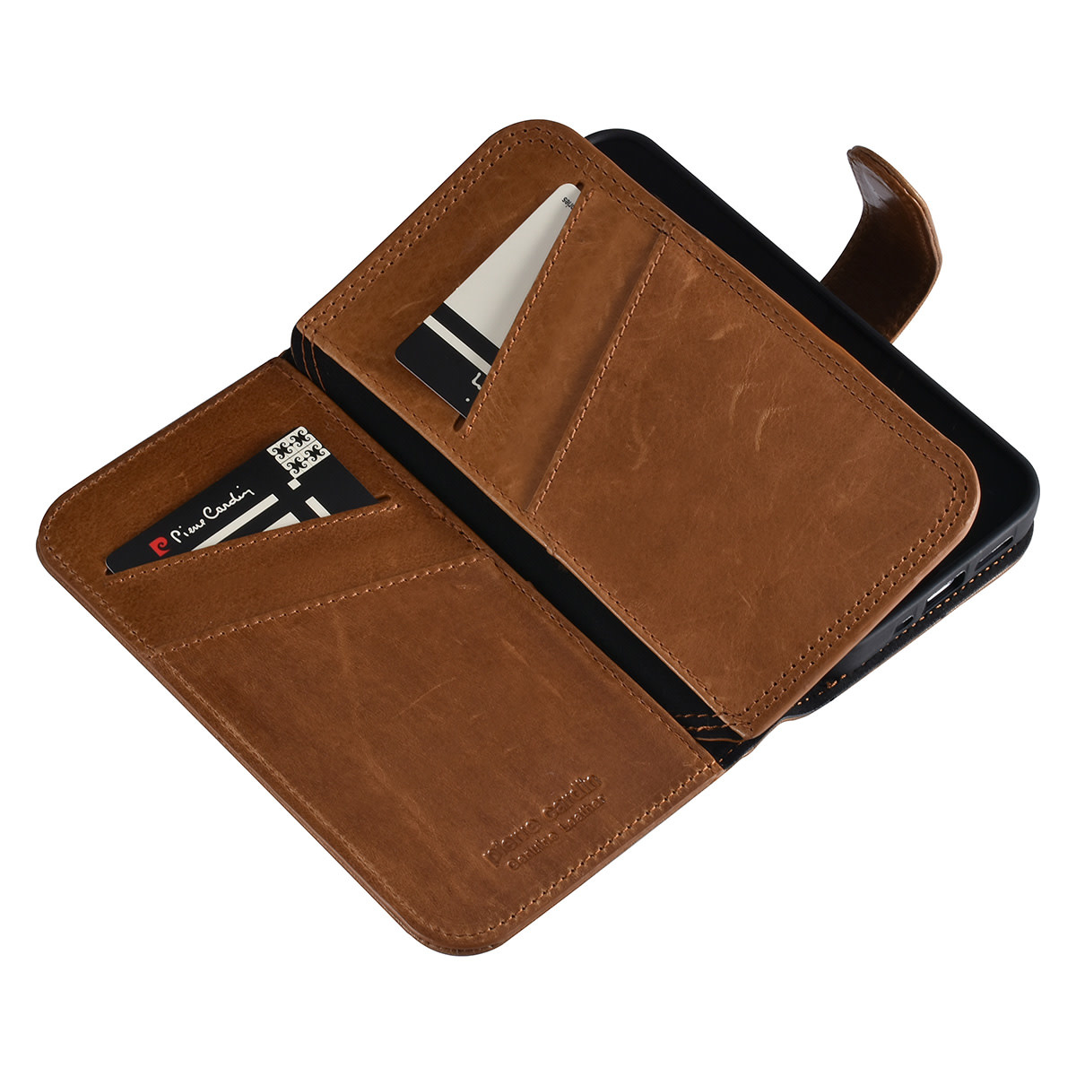 Pierre Cardin Pierre Cardin iPhone 13 Mini Book Case hoesje - Pasjeshouder voor 6 pasjes - Magneetsluiting - Bruin, foto 4 van 5