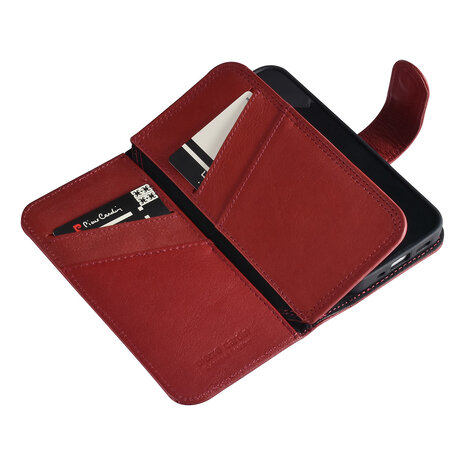 Pierre Cardin Pierre Cardin iPhone 13 Mini Book Case hoesje - Pasjeshouder voor 6 pasjes - Magneetsluiting - Rood Pierre Cardin Pierre Cardin iPhone 13 Mini Book Case hoesje - Pasjeshouder voor 6 pasjes - Magneetsluiting - Rood