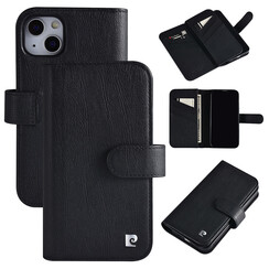 Pierre Cardin iPhone 13 & 14 Book type case - Card holder for 6 cards - Magnetic closure - Black