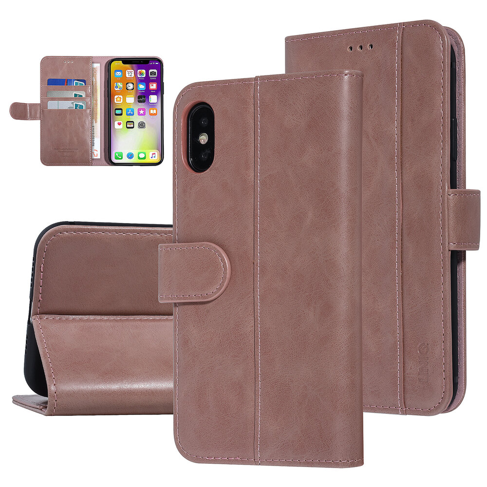 UNIQ Accessory UNIQ Accessory Roze hoesje iPhone Xs Max - Book Case - Zachte huid UNIQ Accessory UNIQ Accessory Roze hoesje iPhone Xs Max - Book Case - Zachte huid