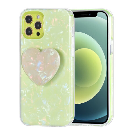 UNIQ Accessory UNIQ Accessory hoesje voor iPhone 12 - 12 Pro - TPU Backcover - Heartshaped Popsocket - Groen UNIQ Accessory UNIQ Accessory hoesje voor iPhone 12 - 12 Pro - TPU Backcover - Heartshaped Popsocket - Groen