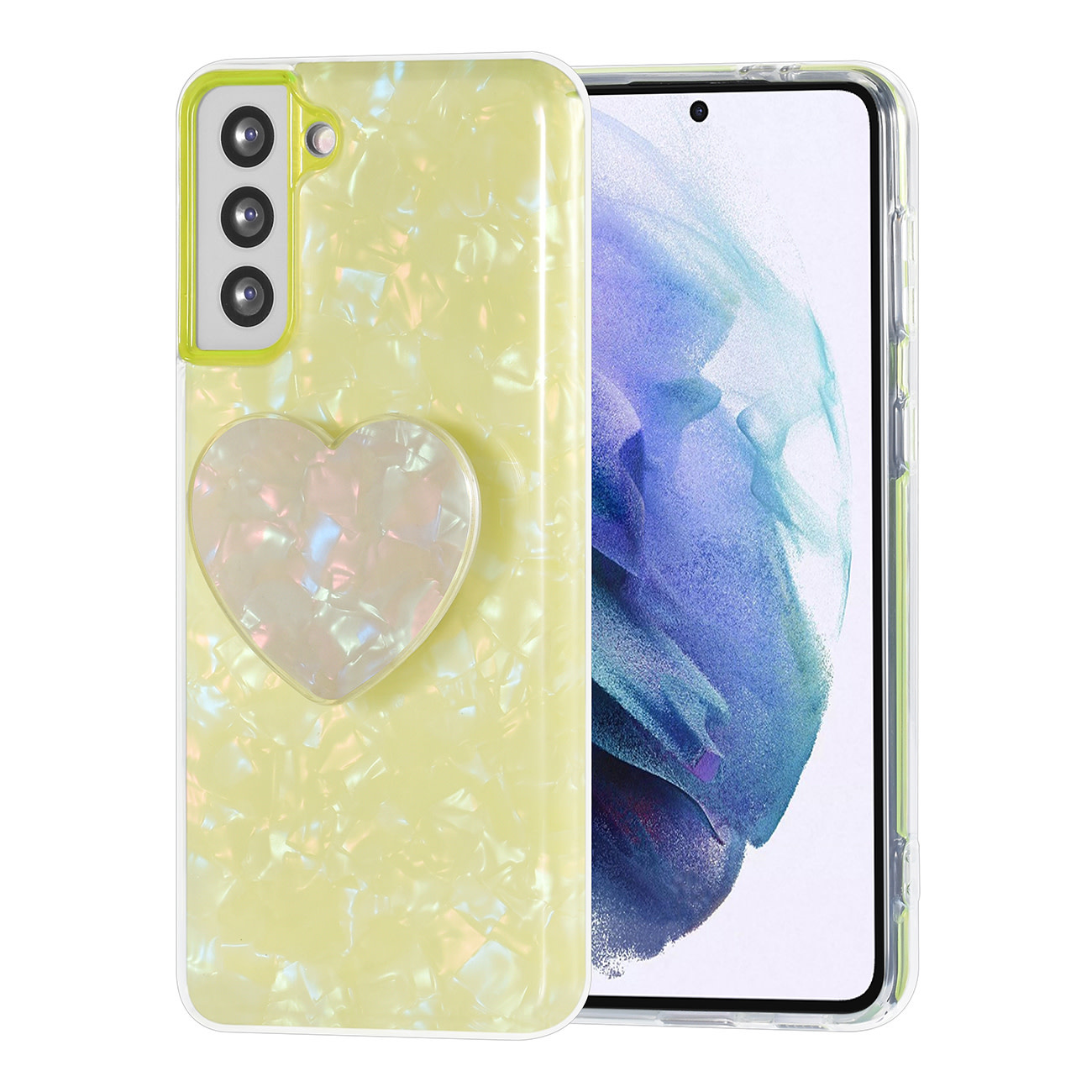 UNIQ Accessory UNIQ Accessory hoesje voor Samsung Galaxy S21 Plus - TPU Backcover - Heartshaped Popsocket - Groen
