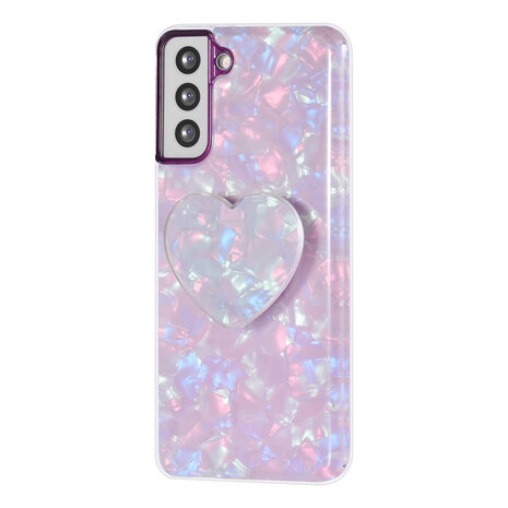 UNIQ Accessory UNIQ Accessory hoesje voor Samsung Galaxy S21 Plus - TPU Backcover - Heartshaped Popsocket - Violet UNIQ Accessory UNIQ Accessory hoesje voor Samsung Galaxy S21 Plus - TPU Backcover - Heartshaped Popsocket - Violet