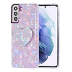 UNIQ Accessory hoesje voor Samsung Galaxy S21 Plus - TPU Backcover - Heartshaped Popsocket - Violet