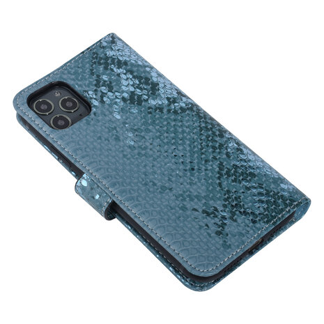 UNIQ Accessory UNIQ Accessory Turquoise Slangenleer hoesje voor iPhone 11 Pro Max - Book Case UNIQ Accessory UNIQ Accessory Turquoise Slangenleer hoesje voor iPhone 11 Pro Max - Book Case