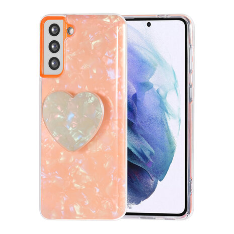 UNIQ Accessory UNIQ Accessory Samsung Galaxy S21 Plus TPU Coque - Heartshaped Popsocket - Orange UNIQ Accessory UNIQ Accessory Samsung Galaxy S21 Plus TPU Coque - Heartshaped Popsocket - Orange