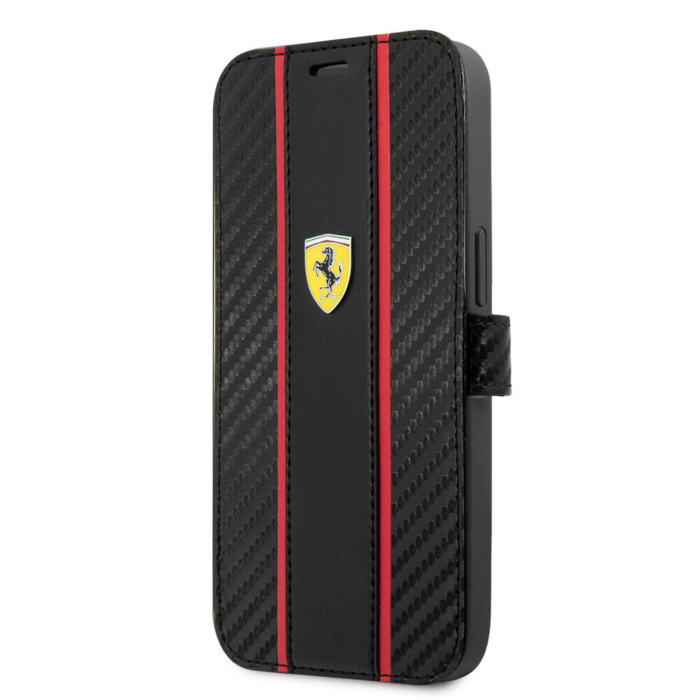 Ferrari Ferrari iPhone 13 Mini Book type case - Smooth Tire Stripe - Black Ferrari Ferrari iPhone 13 Mini Book type case - Smooth Tire Stripe - Black