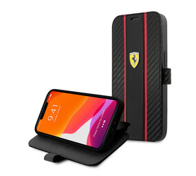 Ferrari Ferrari iPhone 13 Mini Book-Case hul - Smooth Tire Stripe - Schwarz Ferrari Ferrari iPhone 13 Mini Book-Case hul - Smooth Tire Stripe - Schwarz