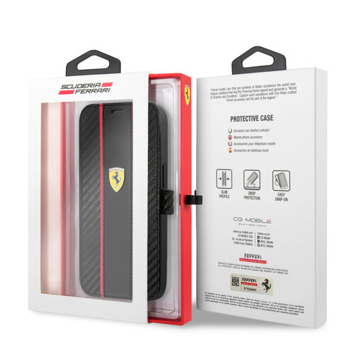 Ferrari Ferrari iPhone 13 Mini Book-Case hul - Smooth Tire Stripe - Schwarz
