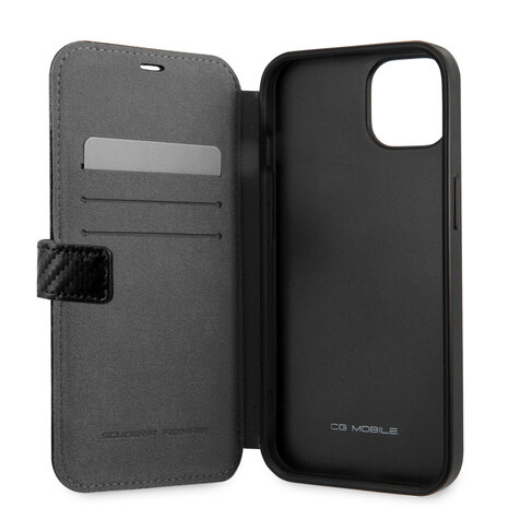 Ferrari Ferrari iPhone 13 Mini Book-Case hul - Smooth Tire Stripe - Schwarz Ferrari Ferrari iPhone 13 Mini Book-Case hul - Smooth Tire Stripe - Schwarz