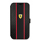 Ferrari Ferrari iPhone 13 Mini Book Case hoesje - Smooth Tire Stripe - Zwart Ferrari Ferrari iPhone 13 Mini Book Case hoesje - Smooth Tire Stripe - Zwart