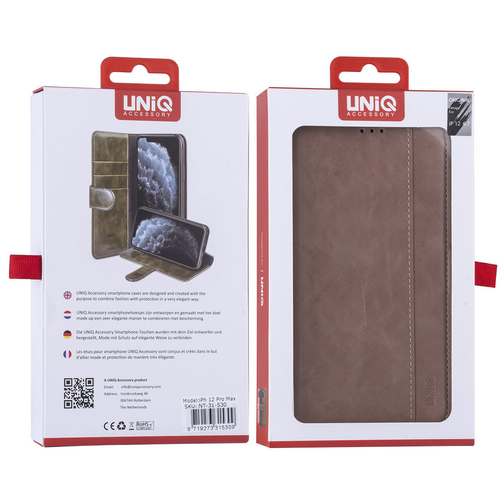 UNIQ Accessory Apple iPhone 12 Pro Max Rose Book type housse - Faux cuir UNIQ Accessory Apple iPhone 12 Pro Max Rose Book type housse - Faux cuir