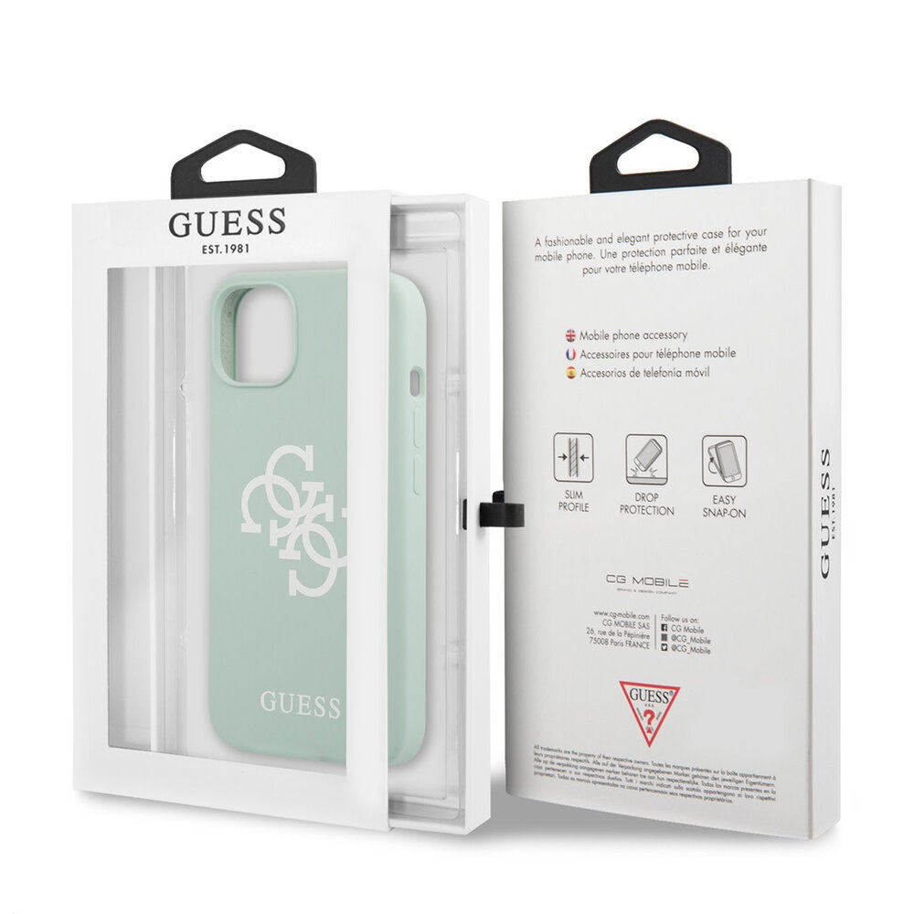 Guess Guess iPhone 13 Mini Coque arrière rigide - White 4G Logo - Menthe verte Guess Guess iPhone 13 Mini Coque arrière rigide - White 4G Logo - Menthe verte