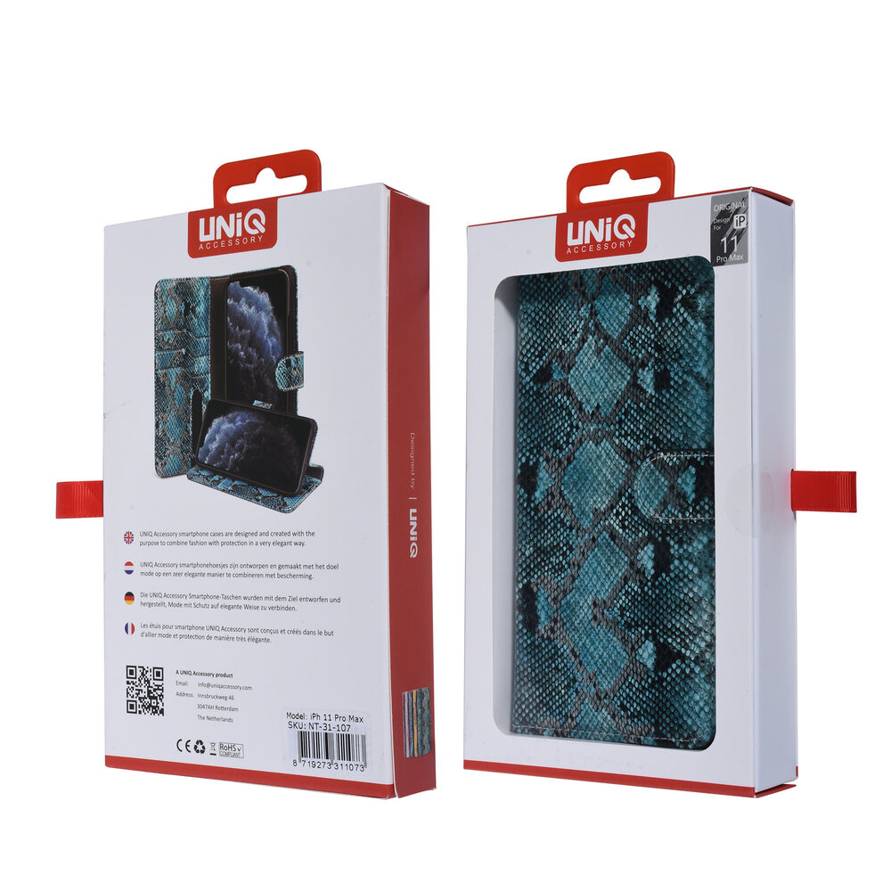 UNIQ Accessory UNIQ Accessory iPhone 11 Pro Max Schwarz und Grun Schlangenhaut Book-Case hul UNIQ Accessory UNIQ Accessory iPhone 11 Pro Max Schwarz und Grun Schlangenhaut Book-Case hul