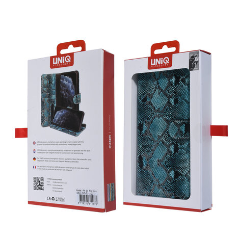UNIQ Accessory UNIQ Accessory iPhone 11 Pro Max Schwarz und Grun Schlangenhaut Book-Case hul UNIQ Accessory UNIQ Accessory iPhone 11 Pro Max Schwarz und Grun Schlangenhaut Book-Case hul
