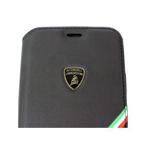 Lamborghini Apple iPhone X-Xs Alcantara Zwart Lamborghini book type hoesje - Genuine Leather - Echt leer Lamborghini Apple iPhone X-Xs Alcantara Zwart Lamborghini book type hoesje - Genuine Leather - Echt leer