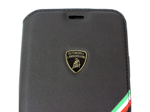 Lamborghini Apple iPhone X-Xs Alcantara Zwart Lamborghini book type hoesje - Genuine Leather Lamborghini Apple iPhone X-Xs Alcantara Zwart Lamborghini book type hoesje - Genuine Leather