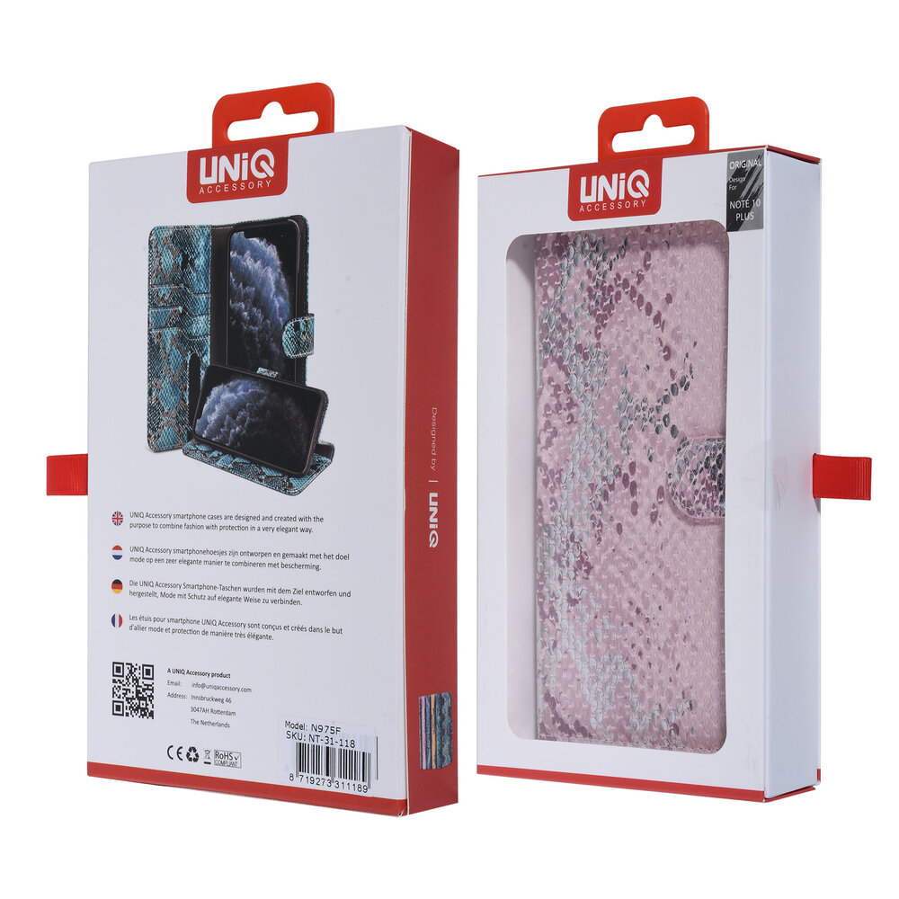 UNIQ Accessory UNIQ Accessory Galaxy Note 10 Plus Rose Peau de serpent Book type housse UNIQ Accessory UNIQ Accessory Galaxy Note 10 Plus Rose Peau de serpent Book type housse