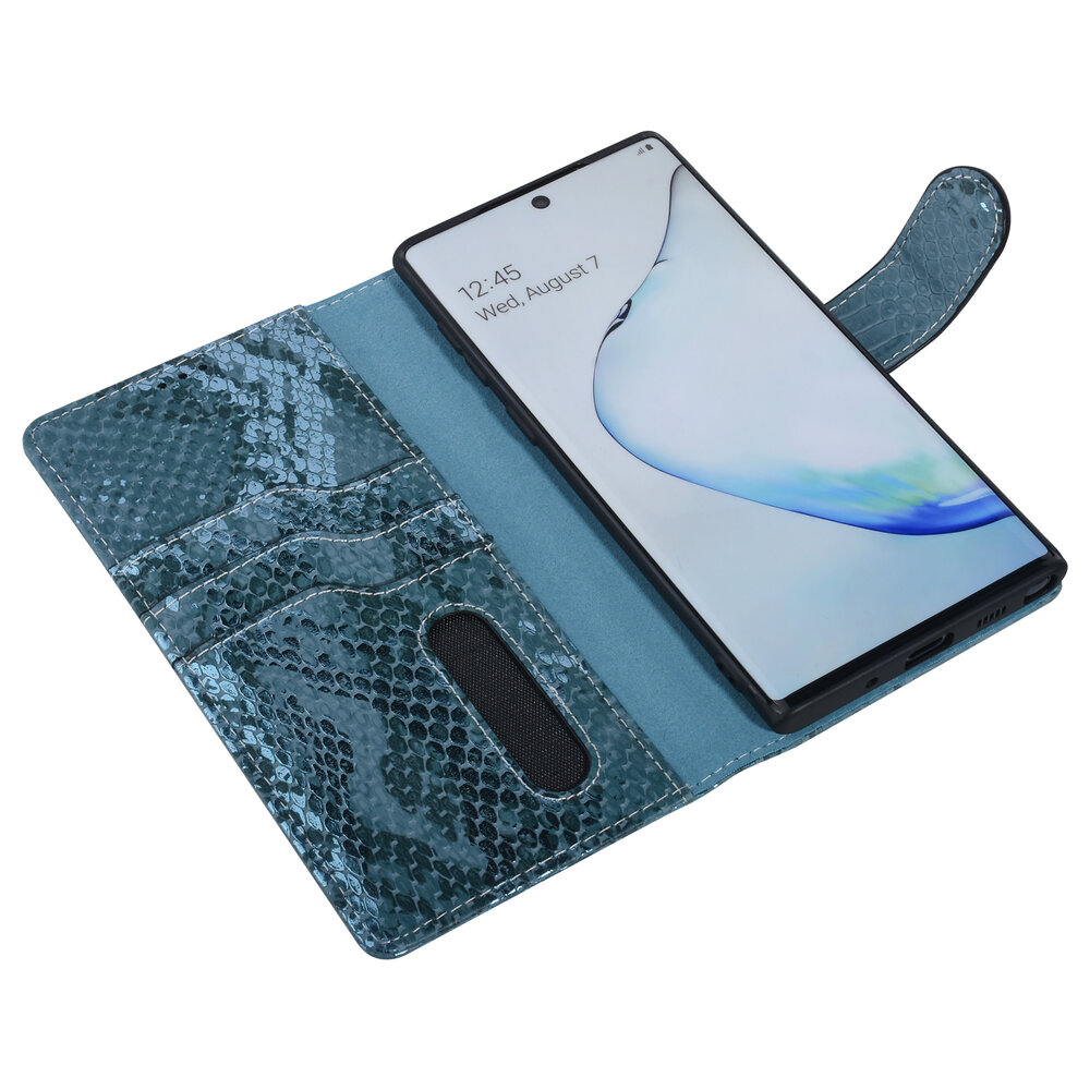 UNIQ Accessory UNIQ Accessory Turquoise Slangenleer hoesje voor Galaxy Note 10 - Book Case(N970F) UNIQ Accessory UNIQ Accessory Turquoise Slangenleer hoesje voor Galaxy Note 10 - Book Case(N970F)