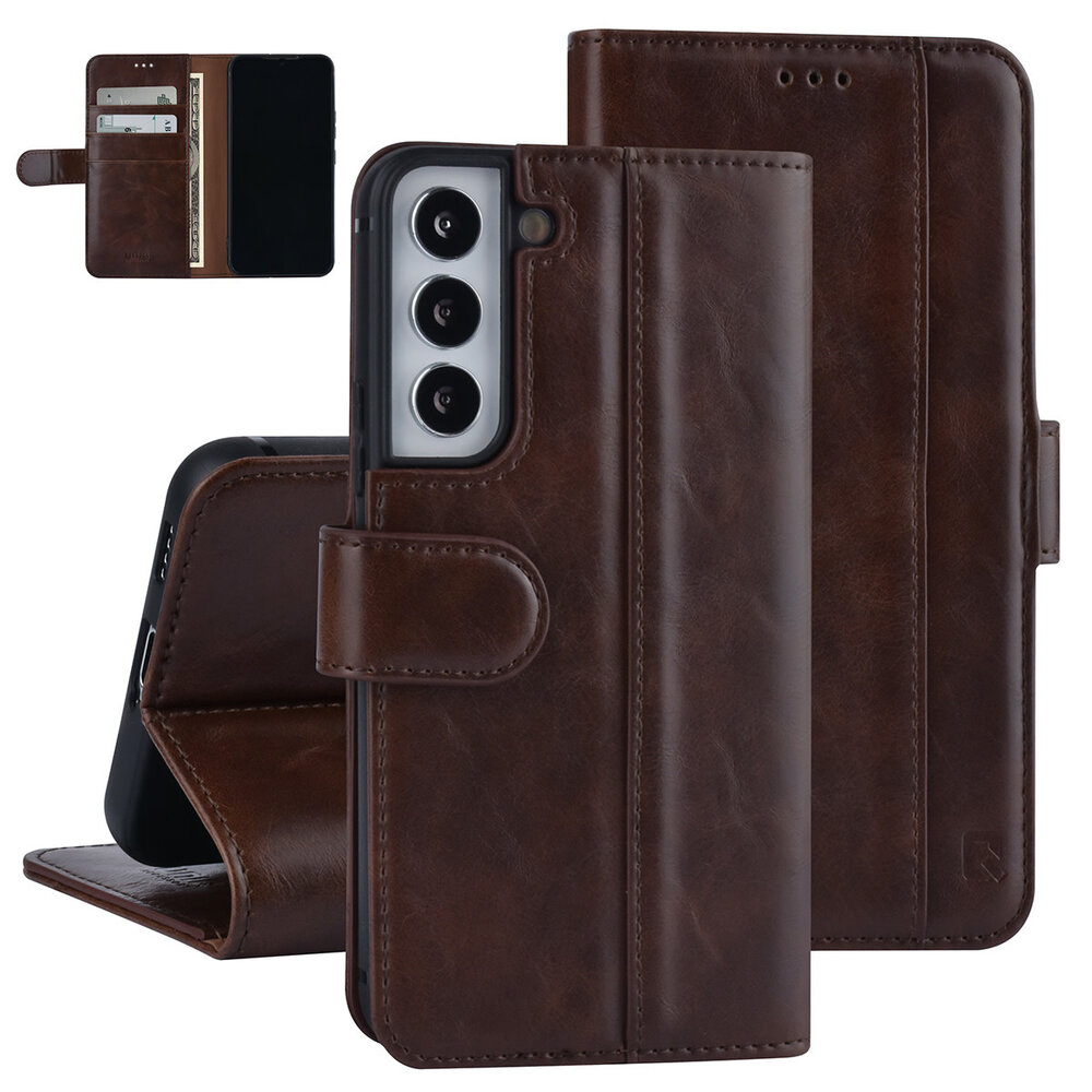UNIQ Accessory UNIQ Accessory Samsung Galaxy S22 Book type case - Card holder for 3 cards - Magnetic closure - Dark Brown UNIQ Accessory UNIQ Accessory Samsung Galaxy S22 Book type case - Card holder for 3 cards - Magnetic closure - Dark Brown