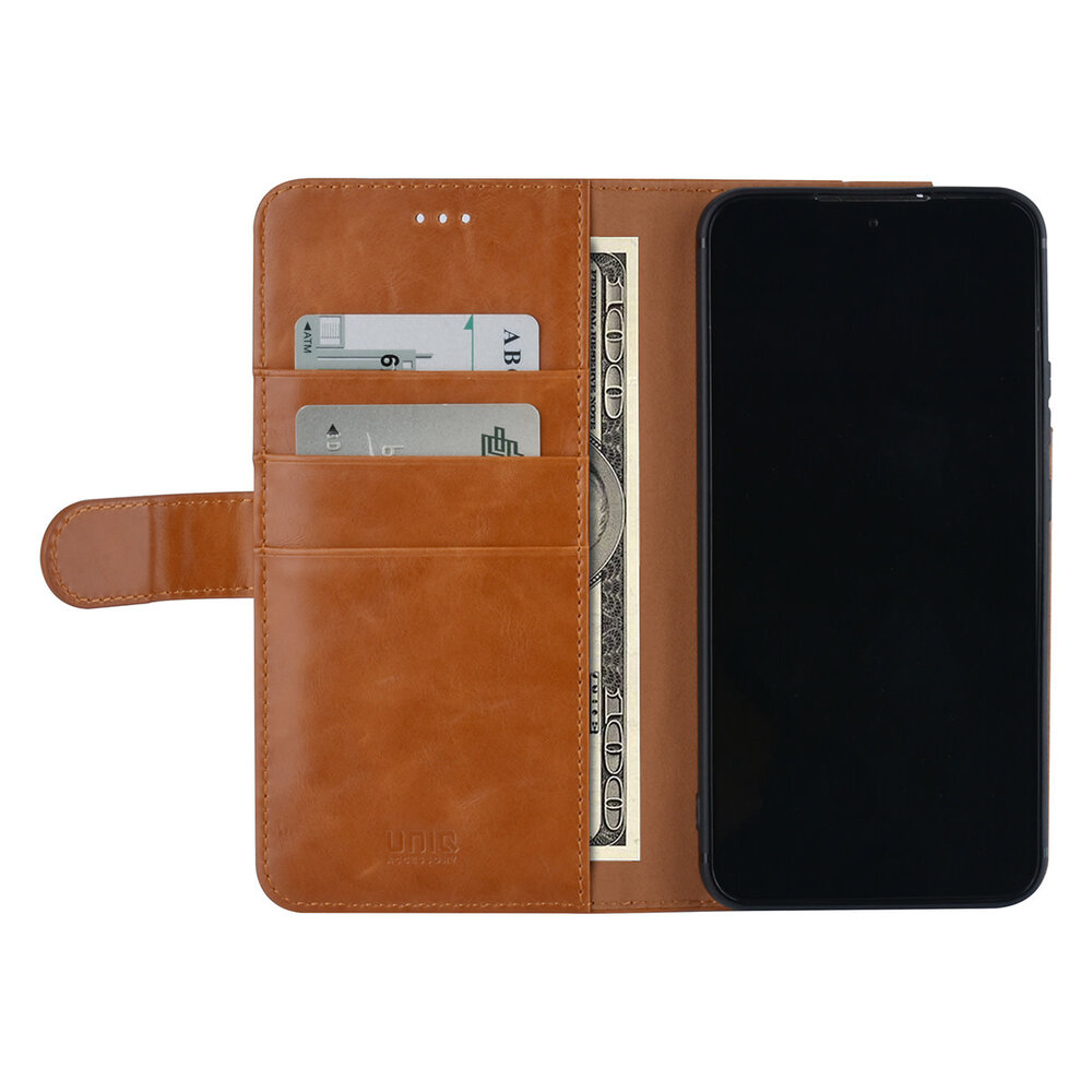 UNIQ Accessory UNIQ Accessory Samsung Galaxy S22 Plus Book type case - Card holder for 3 cards - Magnetic closure - Brown UNIQ Accessory UNIQ Accessory Samsung Galaxy S22 Plus Book type case - Card holder for 3 cards - Magnetic closure - Brown