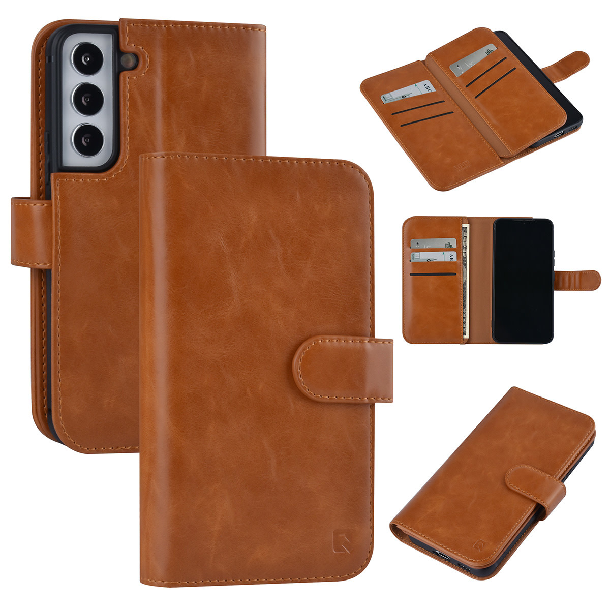 UNIQ Accessory UNIQ Accessory Samsung Galaxy S22 Book Case hoesje - Pasjeshouder voor 9 pasjes - Magneetsluiting - Bruin