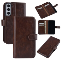 UNIQ Accessory Samsung Galaxy S22 Plus Book Case hoesje - Pasjeshouder voor 9 pasjes - Magneetsluiting - DonkerBruin