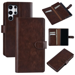 UNIQ Accessory Samsung Galaxy S22 Ultra Book type case - Card holder for 9 cards - Magnetic closure - Dark Brown