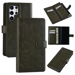 UNIQ Accessory Samsung Galaxy S22 Ultra Book Case hoesje - Pasjeshouder voor 9 pasjes - Magneetsluiting - DonkerGroen