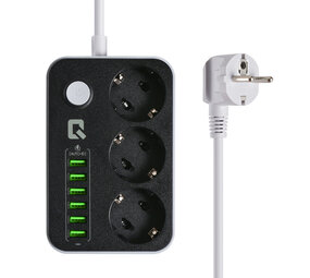 UNIQ Accessory UNIQ Accessoire 3.4 Boîtier de prises antistatique avec 3 prises et 6 entrées USB - Noir UNIQ Accessory UNIQ Accessoire 3.4 Boîtier de prises antistatique avec 3 prises et 6 entrées USB - Noir