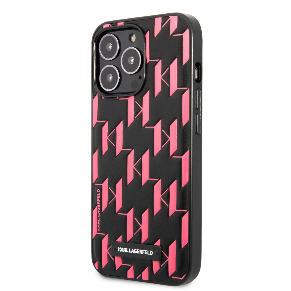 Karl Lagerfeld Karl Lagerfeld iPhone 13 Pro Hardcase Backcover - Monogram Plaque - Pink Karl Lagerfeld Karl Lagerfeld iPhone 13 Pro Hardcase Backcover - Monogram Plaque - Pink