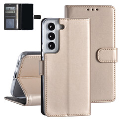 Samsung Galaxy S22 Book type Case - Card holder - Magnetic closure - Gold