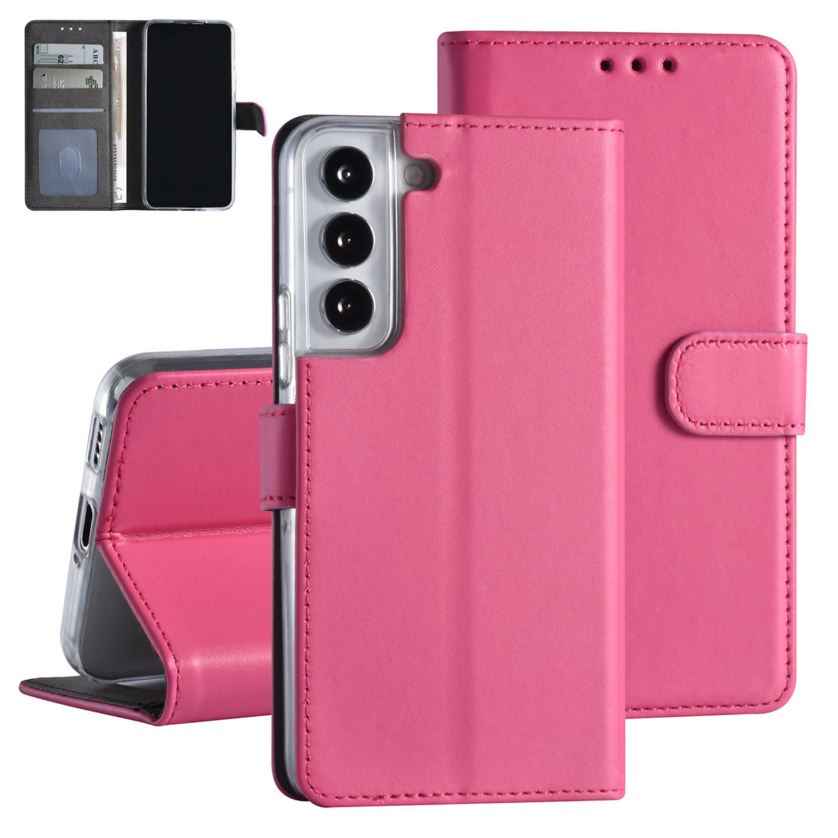 Samsung Galaxy S22 Booktype hoesje - Pasjeshouder - Magneetsluiting - Felroze