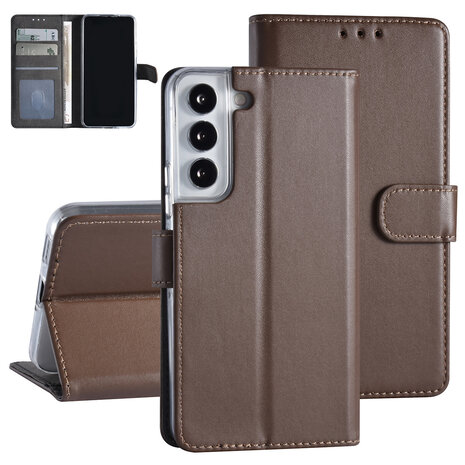 Samsung Galaxy S22 Book type Case - Card holder - Magnetic closure - Brown Samsung Galaxy S22 Book type Case - Card holder - Magnetic closure - Brown