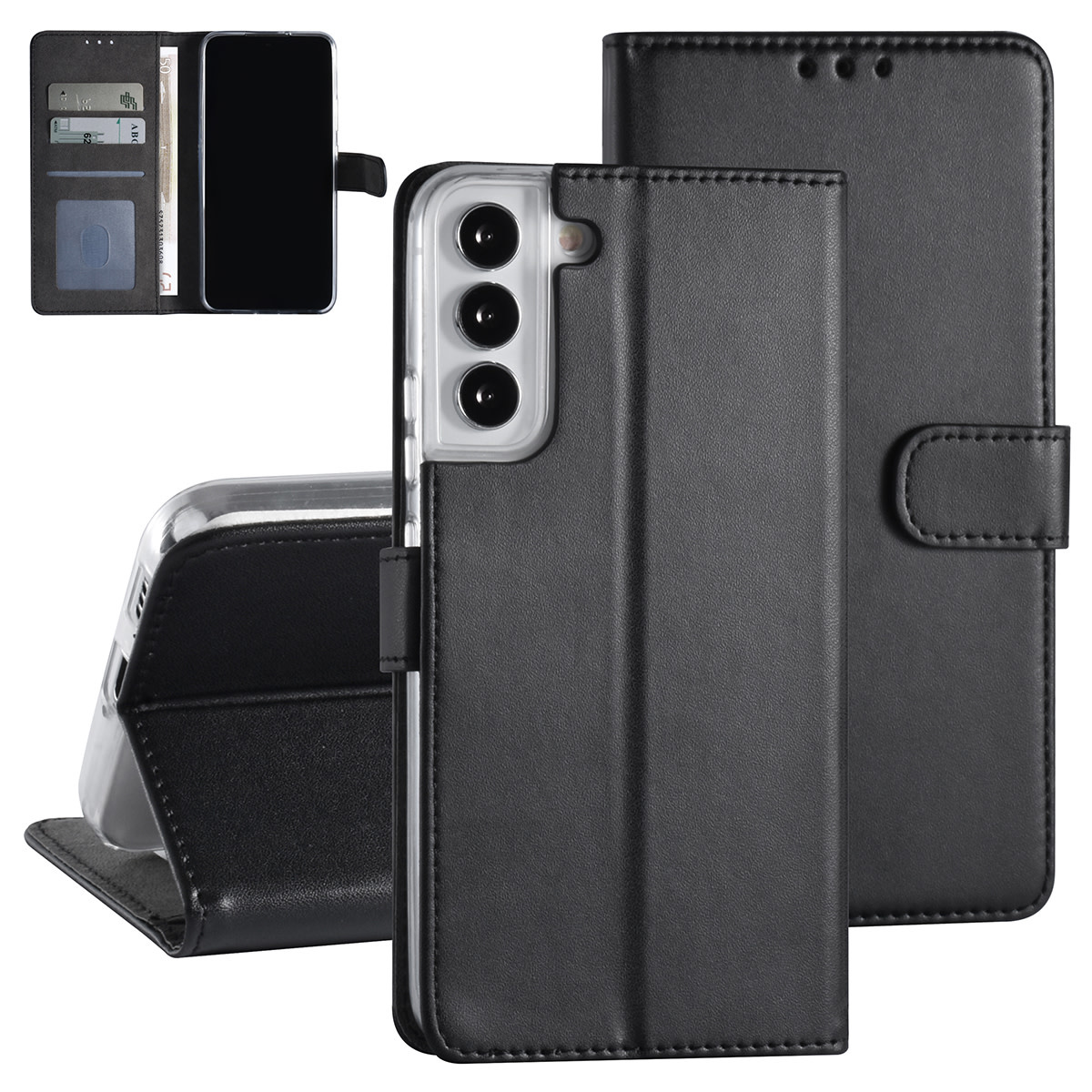Samsung Galaxy S22 Plus Booktype hoesje - Pasjeshouder - Magneetsluiting - Zwart
