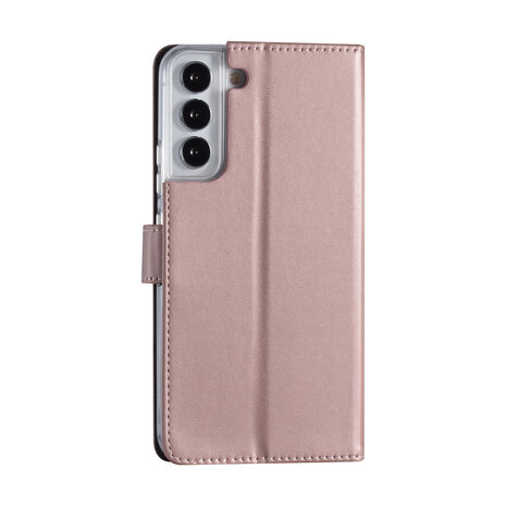 Samsung Galaxy S22 Plus Booktype hoesje - Pasjeshouder - Magneetsluiting - Rose Gold Samsung Galaxy S22 Plus Booktype hoesje - Pasjeshouder - Magneetsluiting - Rose Gold