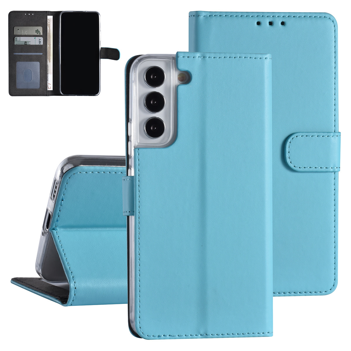 Samsung Galaxy S22 Plus Booktype hoesje - Pasjeshouder - Magneetsluiting - LichtBlauw