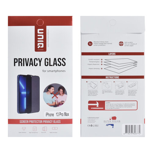UNIQ Accessory box of 10 - UNIQ Accessory iPhone 13 Pro Max Screenprotector - Privacy Glass - Zwart