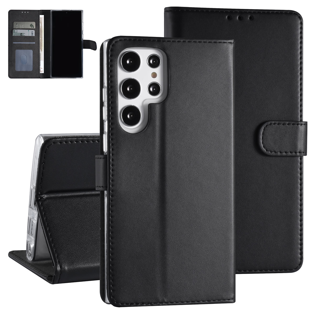 Samsung Galaxy S22 Ultra Booktype hoesje - Pasjeshouder - Magneetsluiting - Zwart