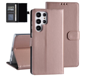 Samsung Galaxy S22 Ultra Booktype hoesje - Pasjeshouder - Magneetsluiting - Rose Gold Samsung Galaxy S22 Ultra Booktype hoesje - Pasjeshouder - Magneetsluiting - Rose Gold
