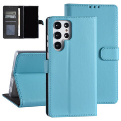 Samsung Galaxy S22 Ultra Book type Case - Card holder - Magnetic closure - Light Blue