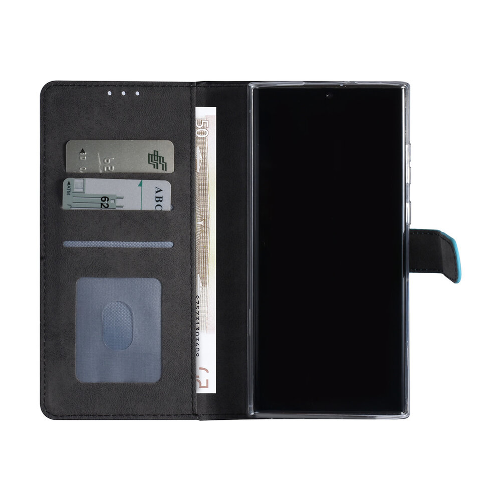 Samsung Galaxy S22 Ultra Book-Case Hül - Kartenhalter - Magnetverschluss - Hellblau Samsung Galaxy S22 Ultra Book-Case Hül - Kartenhalter - Magnetverschluss - Hellblau