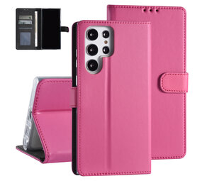 Samsung Galaxy S22 Ultra Booktype hoesje - Pasjeshouder - Magneetsluiting - Felroze Samsung Galaxy S22 Ultra Booktype hoesje - Pasjeshouder - Magneetsluiting - Felroze