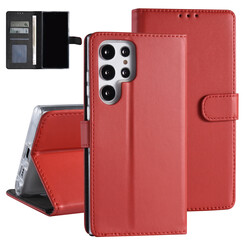 Samsung Galaxy S22 Ultra Booktype hoesje - Pasjeshouder - Magneetsluiting - Rood