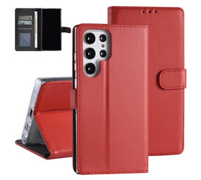Samsung Galaxy S22 Ultra Book-Case Hül - Kartenhalter - Magnetverschluss - Rot Samsung Galaxy S22 Ultra Book-Case Hül - Kartenhalter - Magnetverschluss - Rot