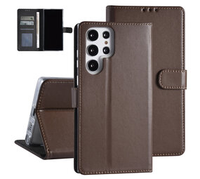 Samsung Galaxy S22 Ultra Booktype hoesje - Pasjeshouder - Magneetsluiting - Bruin Samsung Galaxy S22 Ultra Booktype hoesje - Pasjeshouder - Magneetsluiting - Bruin