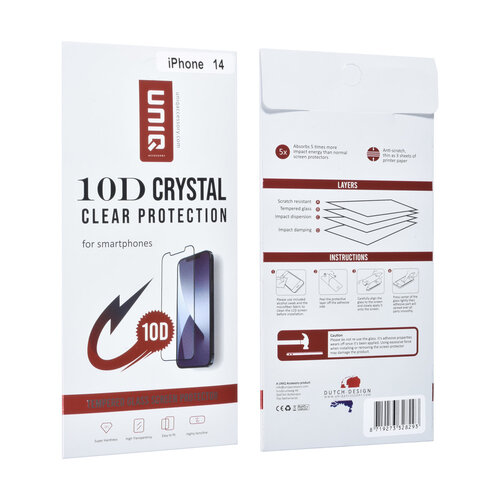 UNIQ Accessory box of 10 - UNIQ Accessory iPhone 14 10D Full Coverage Tempered Glass - Black Edge