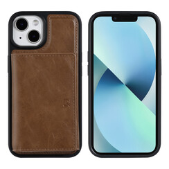 UNIQ Accessory iPhone 14 & 13 Hardcase-Ruckseite - mit abnehmbarem Kartenhalter - Dunkelbraun