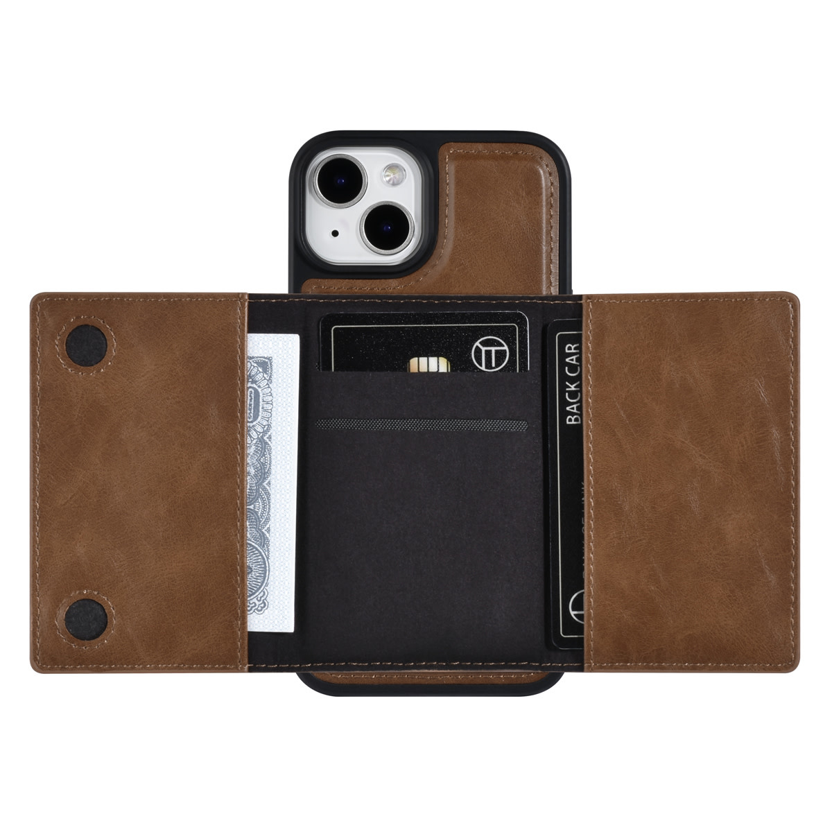 UNIQ Accessory UNIQ Accessory iPhone 14 & 13 Backcover hoesje - met afneembare Pasjeshouder - DonkerBruin, foto 5 van 6