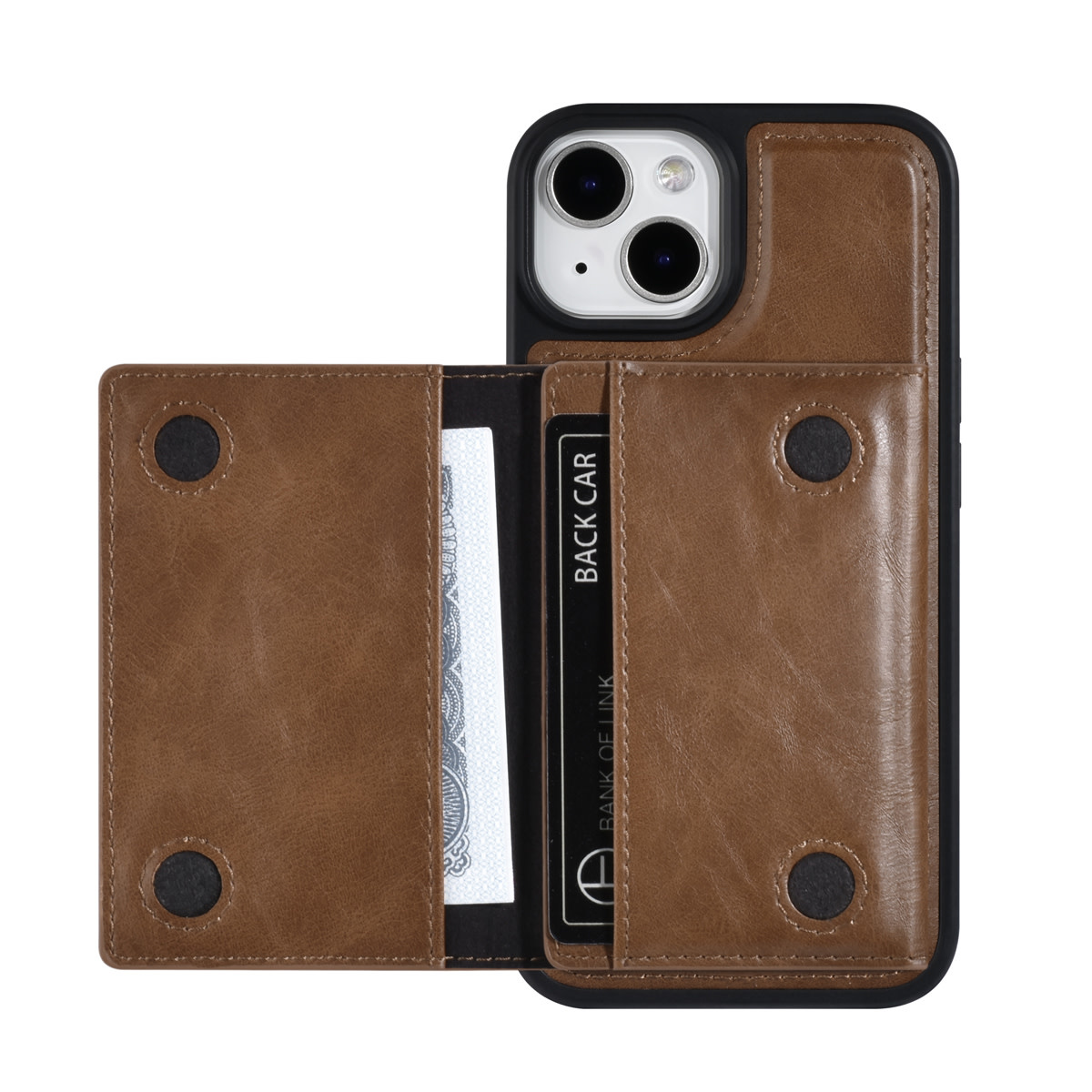 UNIQ Accessory UNIQ Accessory iPhone 14 & 13 Backcover hoesje - met afneembare Pasjeshouder - DonkerBruin, foto 4 van 6